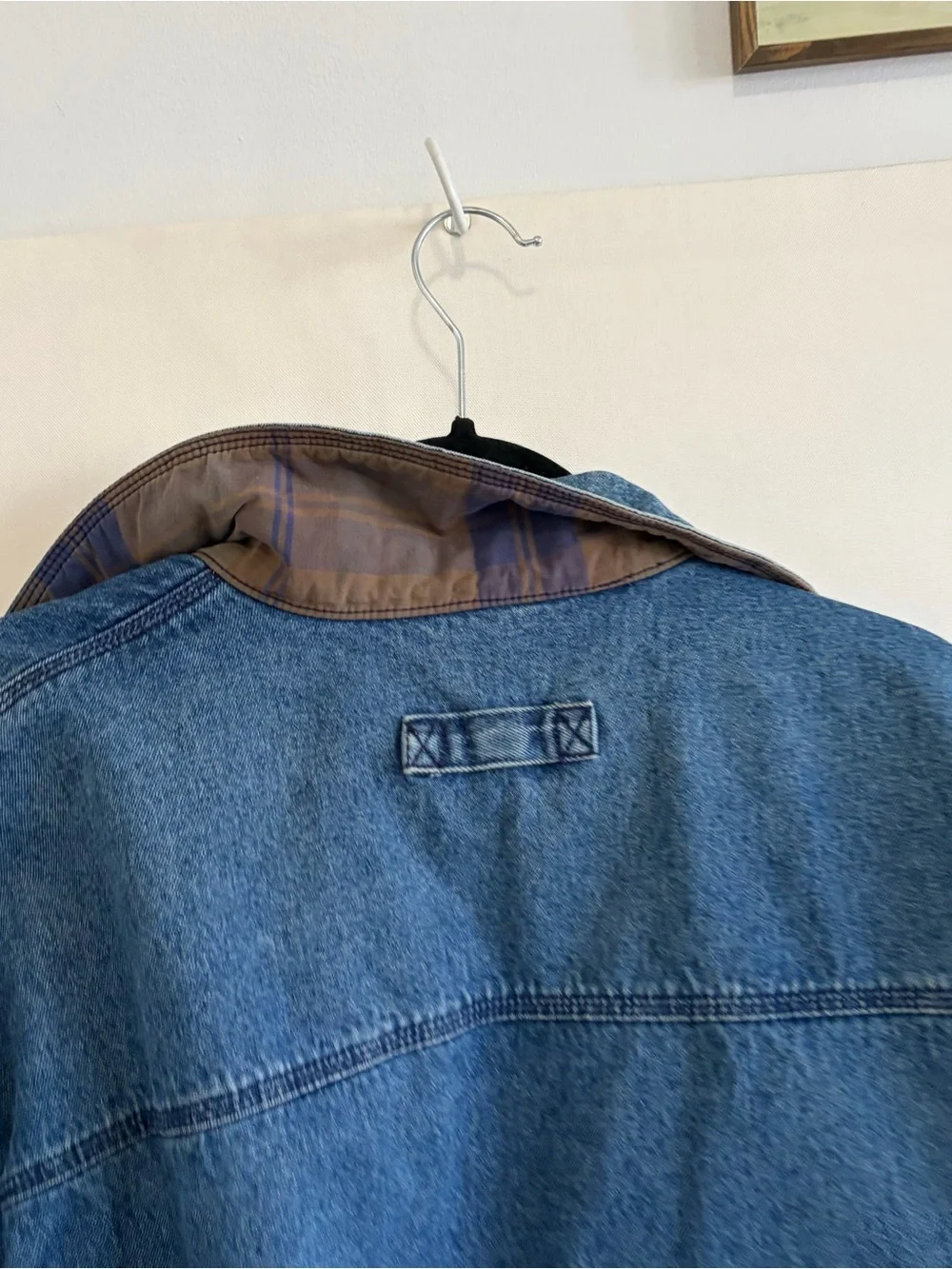 Vtg Authentic Imports Barn Denim Jacket Men XL Chore Bomber Jean 90s Farm Plaid